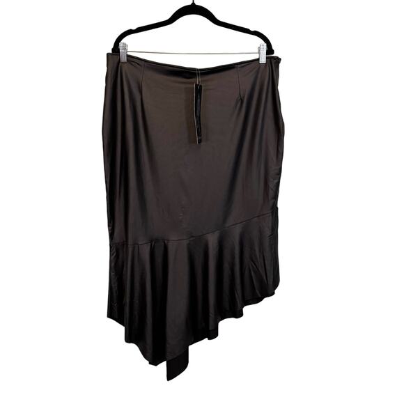 Laranor Skirt Womens 4xl Black Flywheel Detail Asymmetrical Cut Diver Crepe NWT - Picture 4 of 11